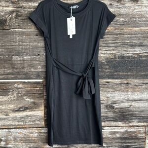 Merokeety Black Tie-Waist Dress with‎ Pockets NWT